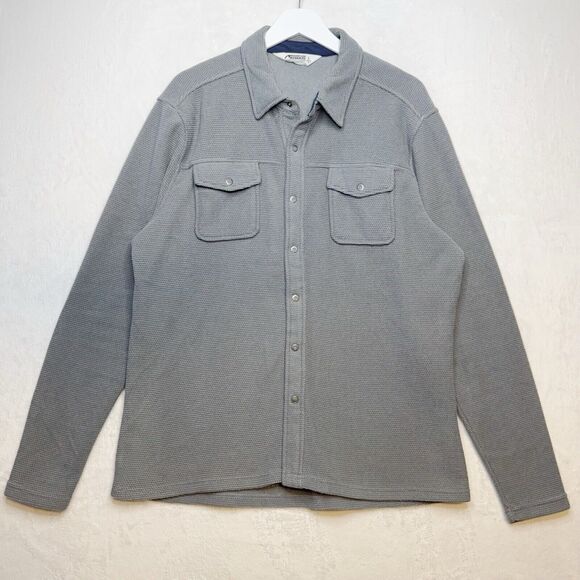 MOUNTAIN KHAKIS Fleece Shacket Snap Button Jacket Top Gray Mens Sz L - Picture 1 of 9